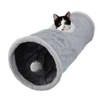 Collapsible Cat Tunnel, Cat Toys Play Tunnel Durable Suede Hideaway Pet Crinkle Tunnel